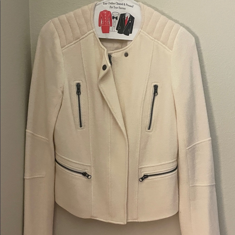 Vince Cream Blazer with Zipper Details